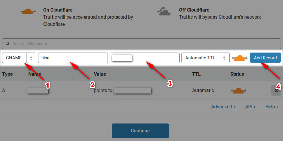 Cara membuat subdomain di Cloudflare