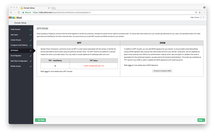 Penambahan DKIM dan SPF di Zoho Mail