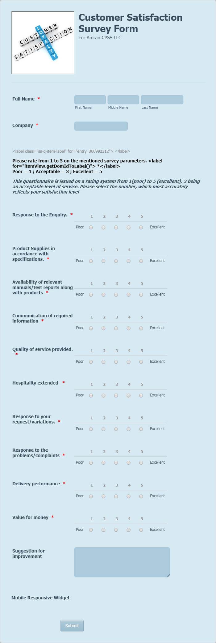 Contoh Kuesioner Online Customer Satisfaction Survey Form