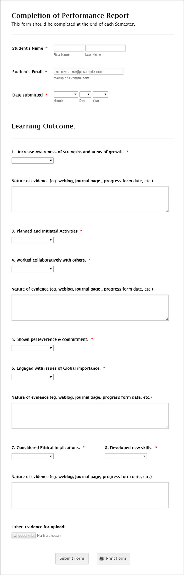 Contoh Kuesioner Online Universitas Student Perfomance Evaluation