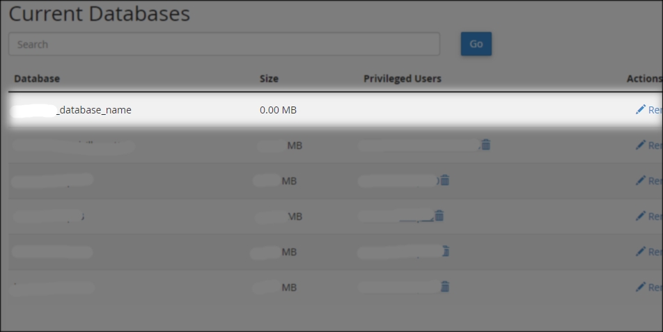 Halaman pengecekan database yang telah berhasil dibuat.