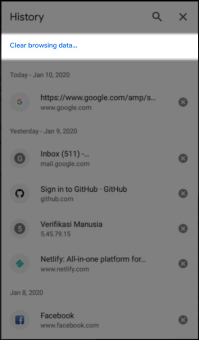 Fitur clear browsing data