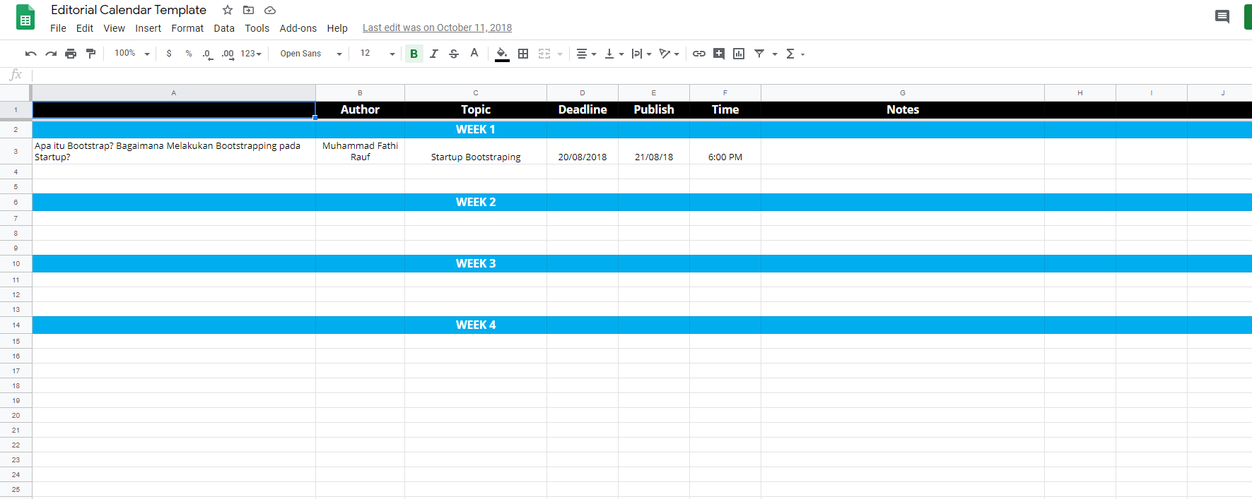 editorial calendar template