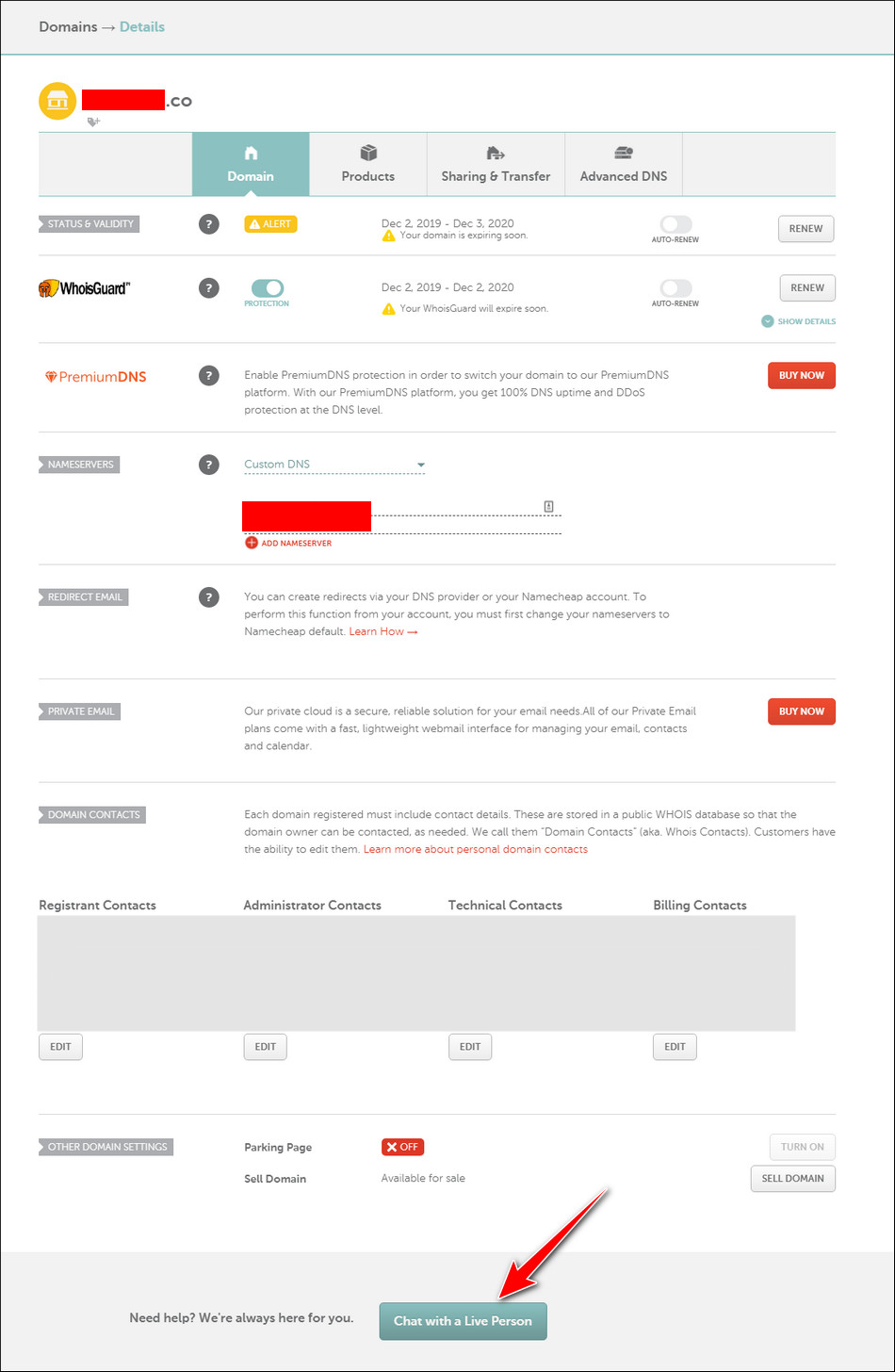 Detail domain registrar namecheap